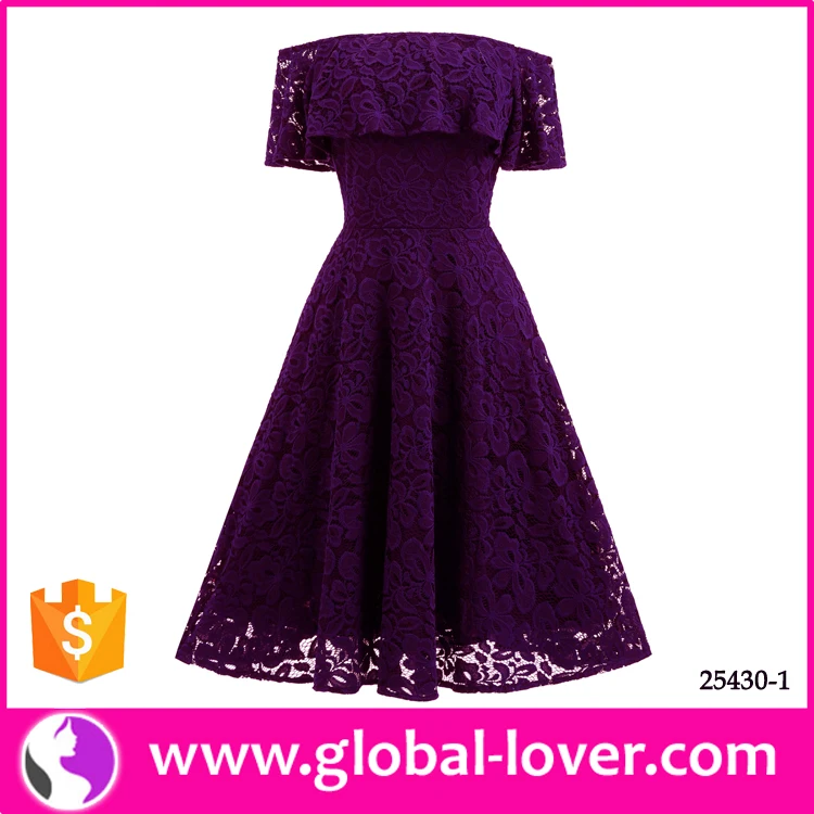 purple lace off the shoulder dress