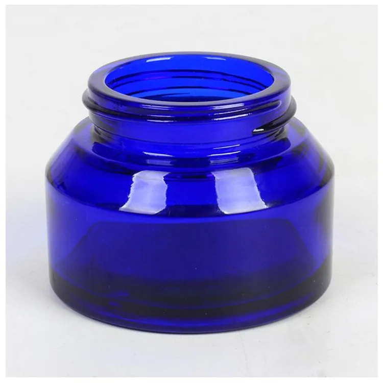 Download 1oz Empty Slanted Shoulder Cobalt Blue Glass Jar With Black Lid Best Cosmetics Container - Buy ...