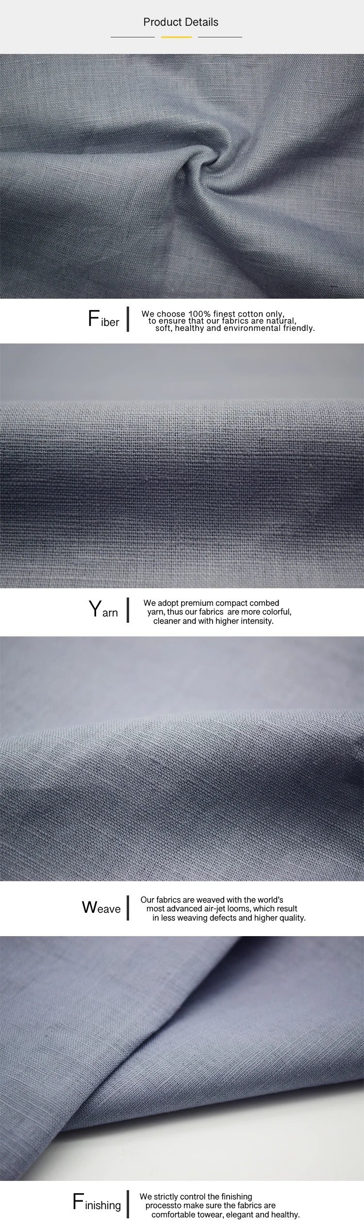 Skygen combed slod color soft plain dyed shirting 55% linen 45% cotton fabric for for dress shirts