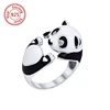 costume jewelry russian retail sterling silver panda ring enamel panda rings