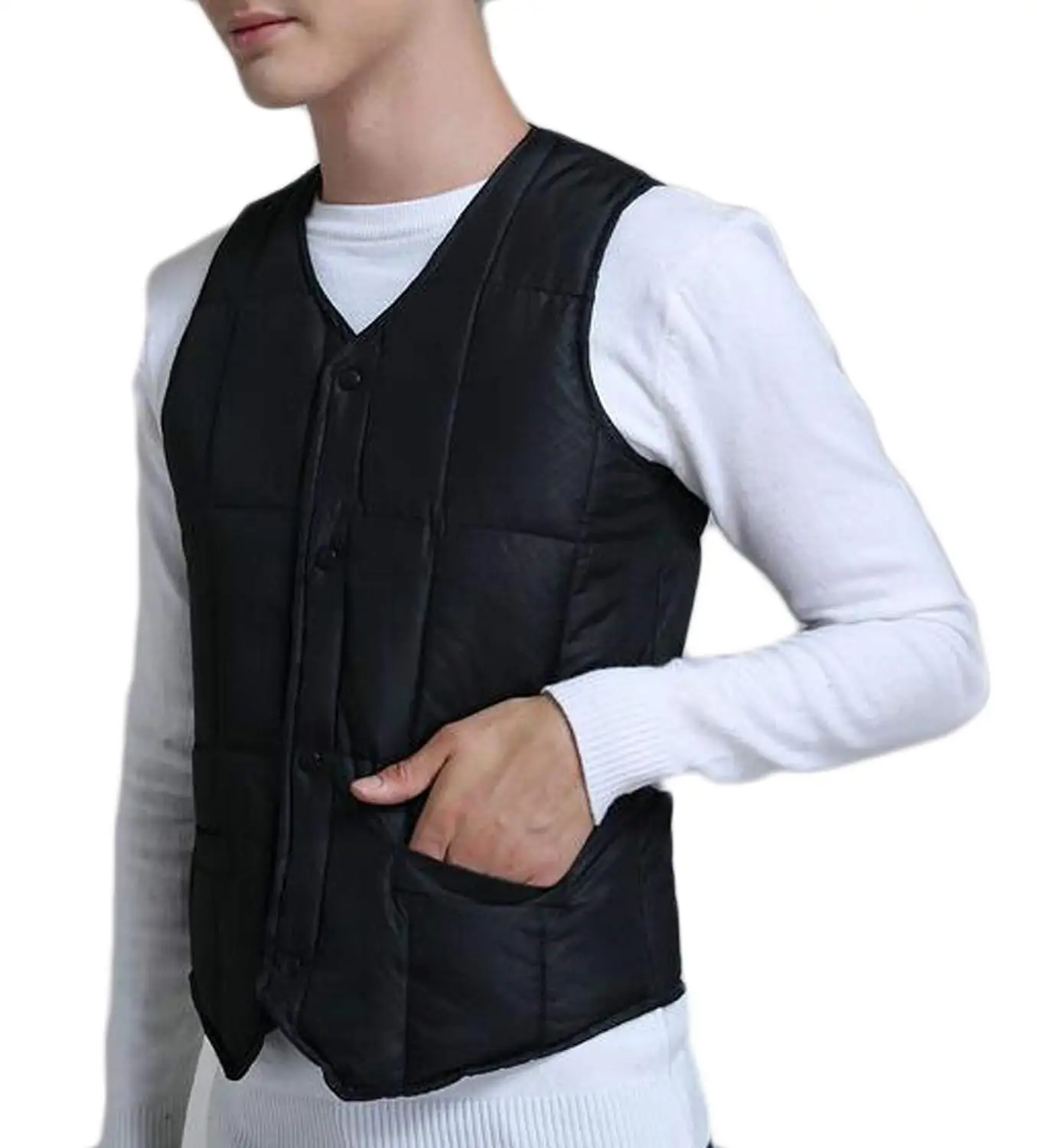 ONTBYB Men Warm Solid Packable Lightweight Down Vest Outdoor Puffer Vest