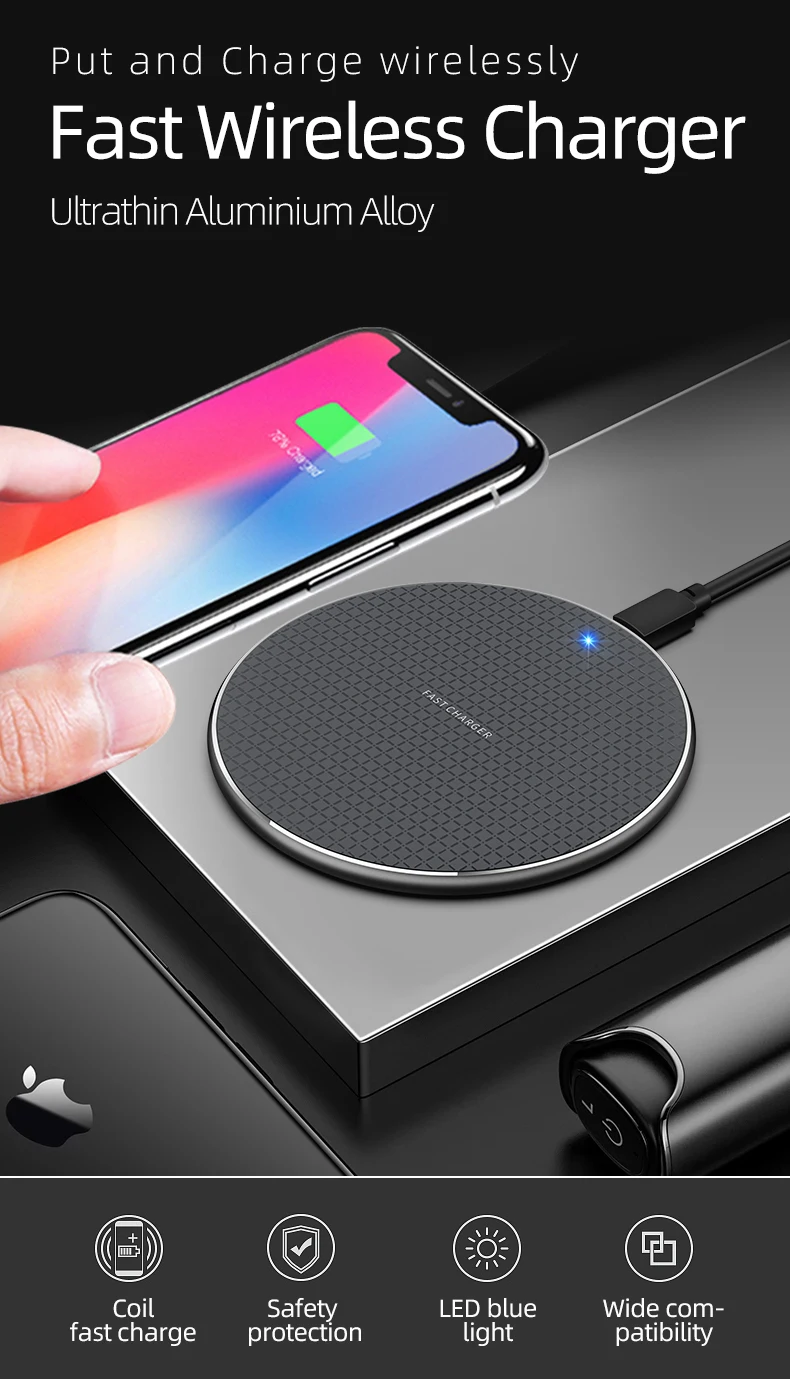 Fantasy Qi Wireless Charger 10w Ufo Shape Charging Pad With Led Light