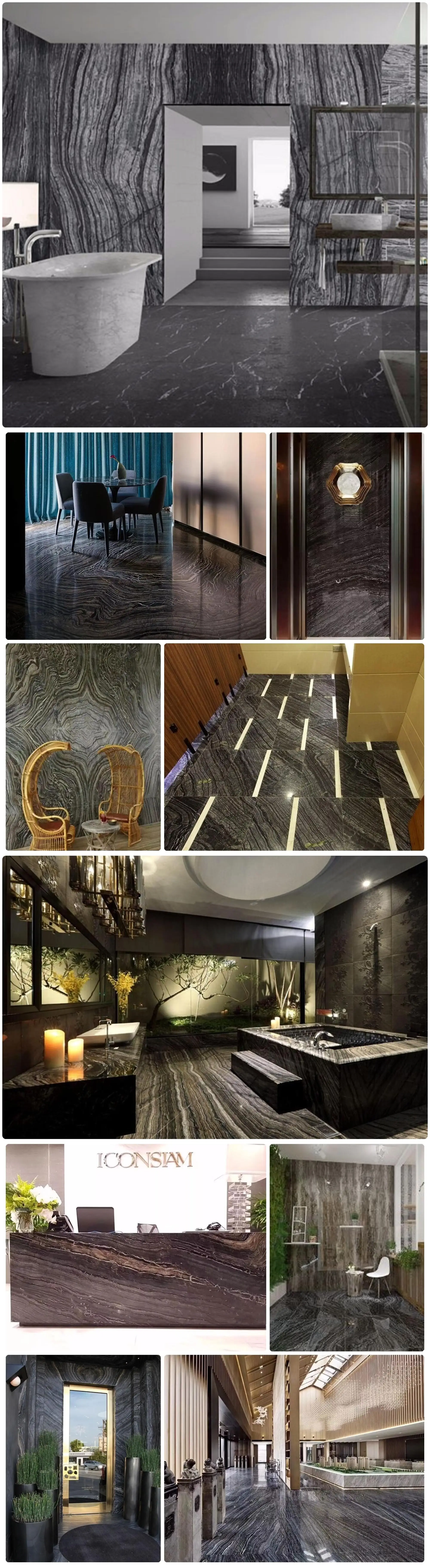 Popular Black Wooden Marble Slab Polished Black Forest Marble For Wall Tile