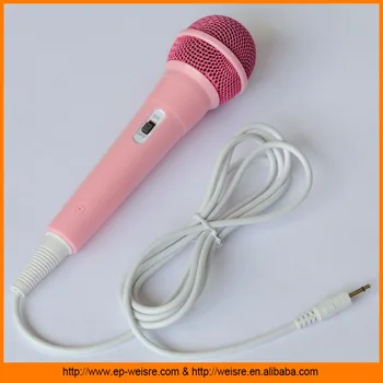 Bright Coloured Pink Plastic Wired Microphone For Children Educational ...