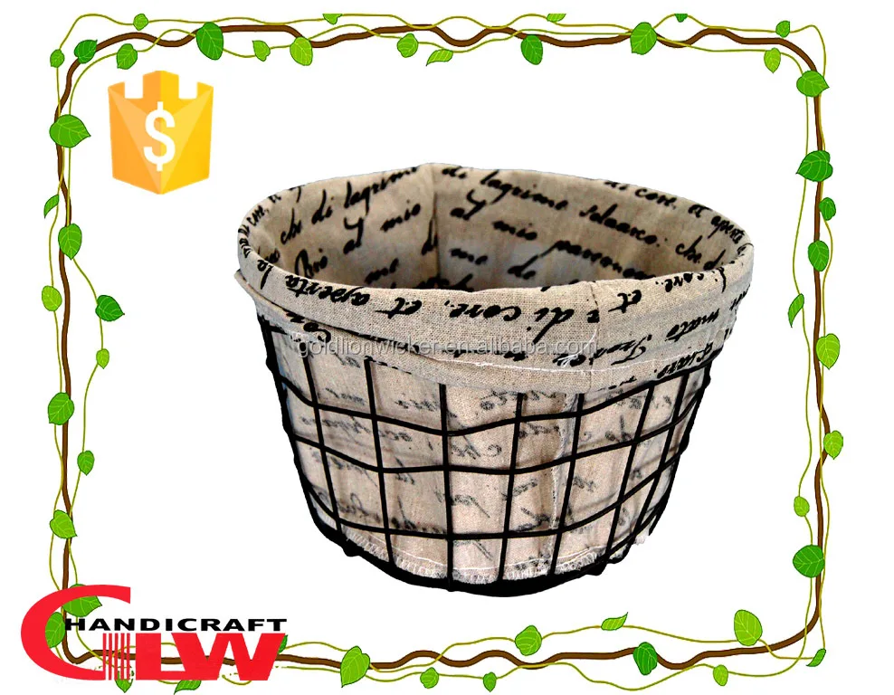 Round Wire Basket With Liner Chicken Wire Egg Basket Metal Basket