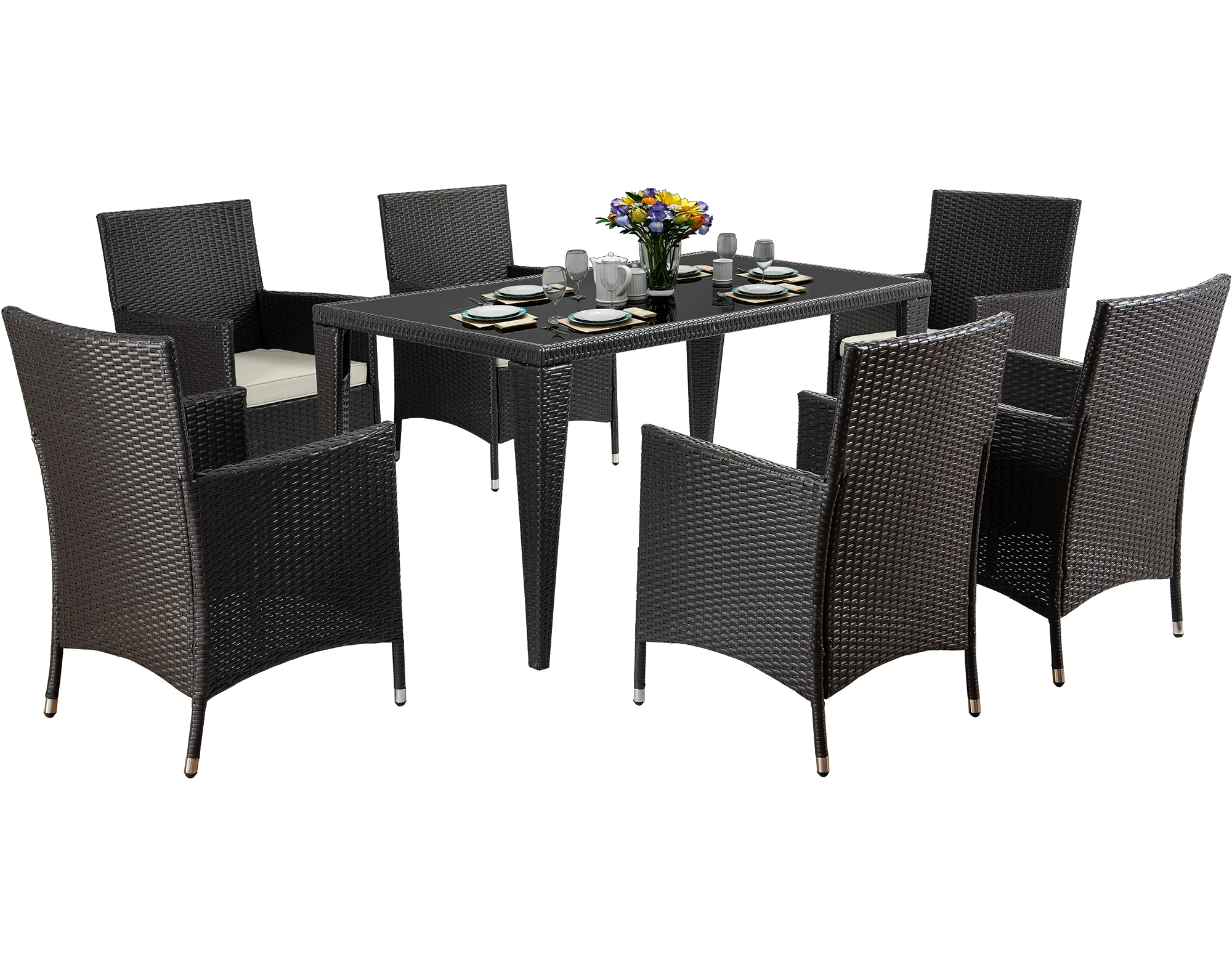 Toq quality home furniture USA free shipping Moden 7pcs Outdoor Garden Patio dinning set Furniture Sets