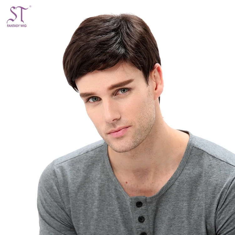 Hot Cool Male Wig Handsome Short Auburn Red Natural Hair Wig For