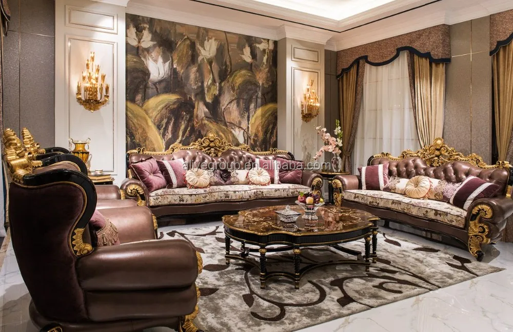 Luxury Classic European Sofa Set Living Room Furniture Hand Carved Sofa