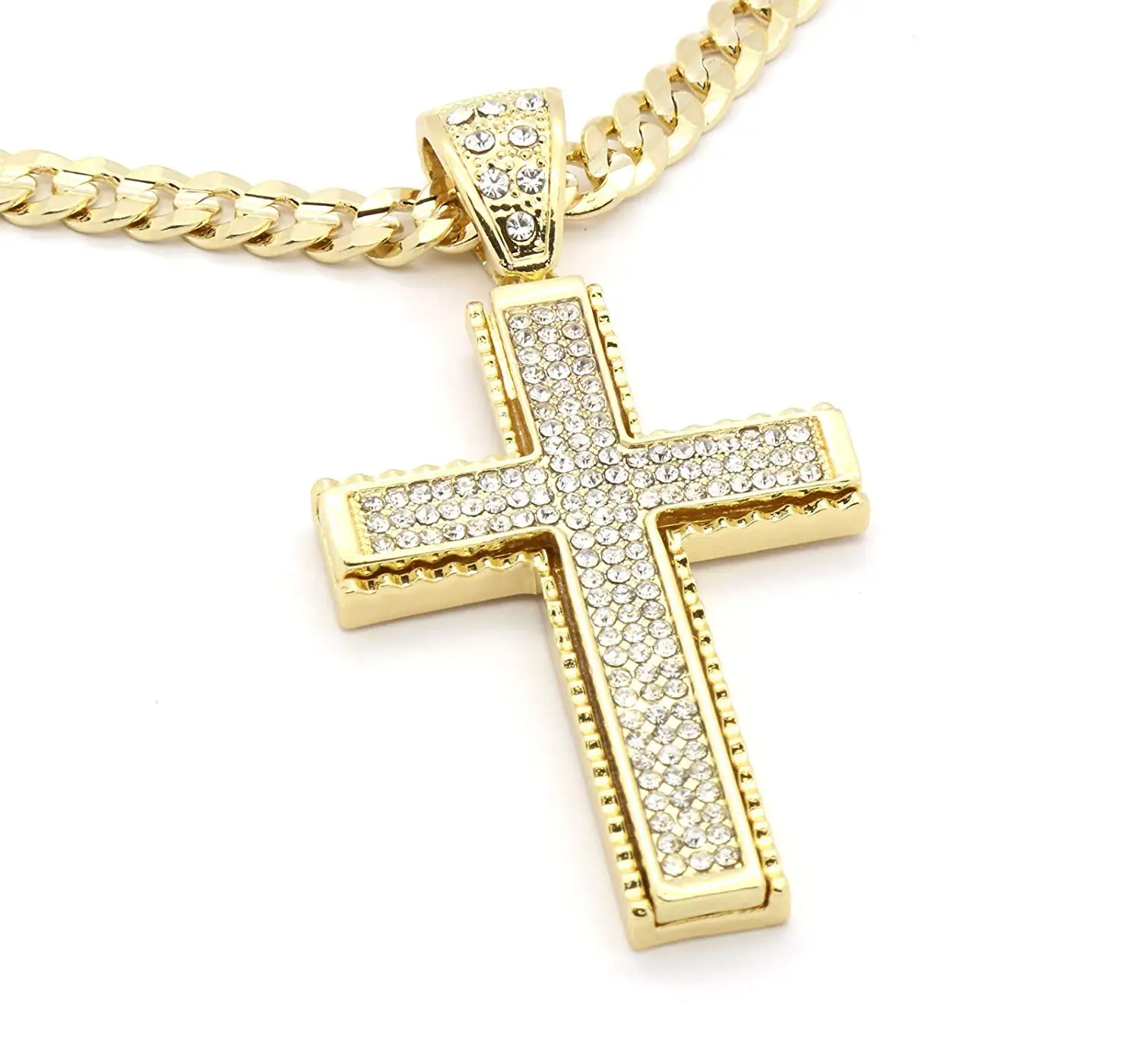 Buy CS DB 14K Gold Real 14k Gold Plated Jagged Edged Cross Mens Hip Hop 