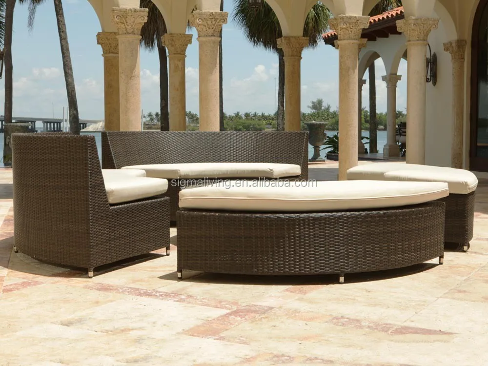 Sigma Luxury Living Patio Furniture Outdoor Garden Curved Rattan Sofa Sigma Luxury Living Patio Furniture