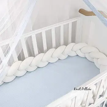 Mini Soft Braid Infant Crib Bumper Pads Knot Pillow Cushion Cradle