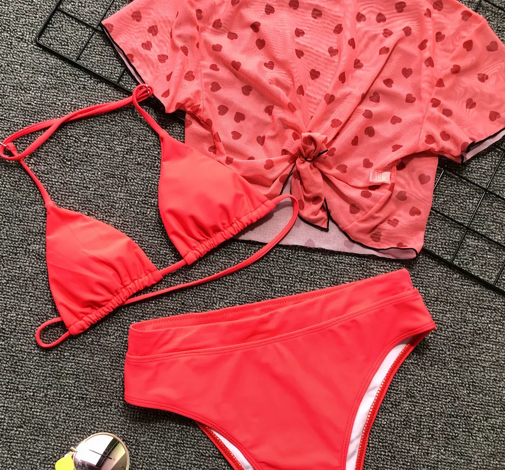 3 PCS 18 Teen xxx Hot Sexy Bikini Young Girl Swimwear With Mesh Top