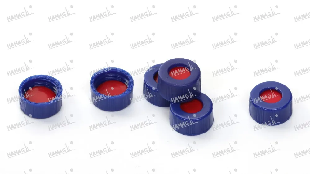 9mm Blue Caps Assembled With Red Ptfe White Silicone Septa 2ml Sample