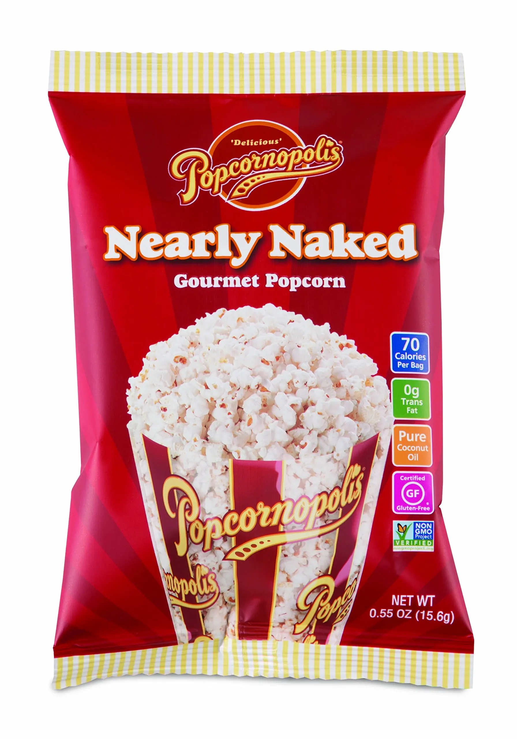 Popcornopolis Gourmet Popcorn Snack Bags (pack of 24) (Nearly Naked 0.55oz)...