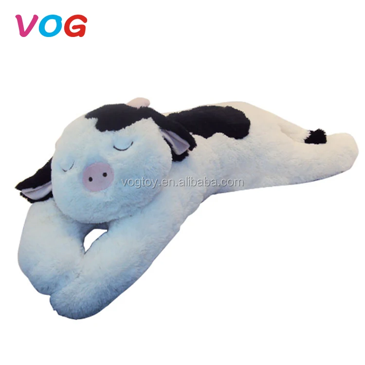 
New products cartoon toy animal, custom made milk cow long pillow for baby kids 