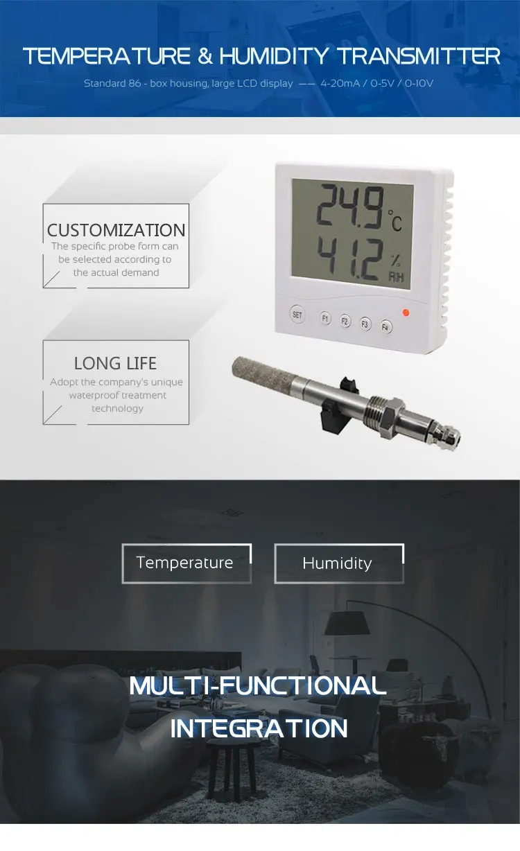 lcd display 0-5V 0-10V 4-20mA soil 24v greenhouse freezer temperature sensor humidity controller