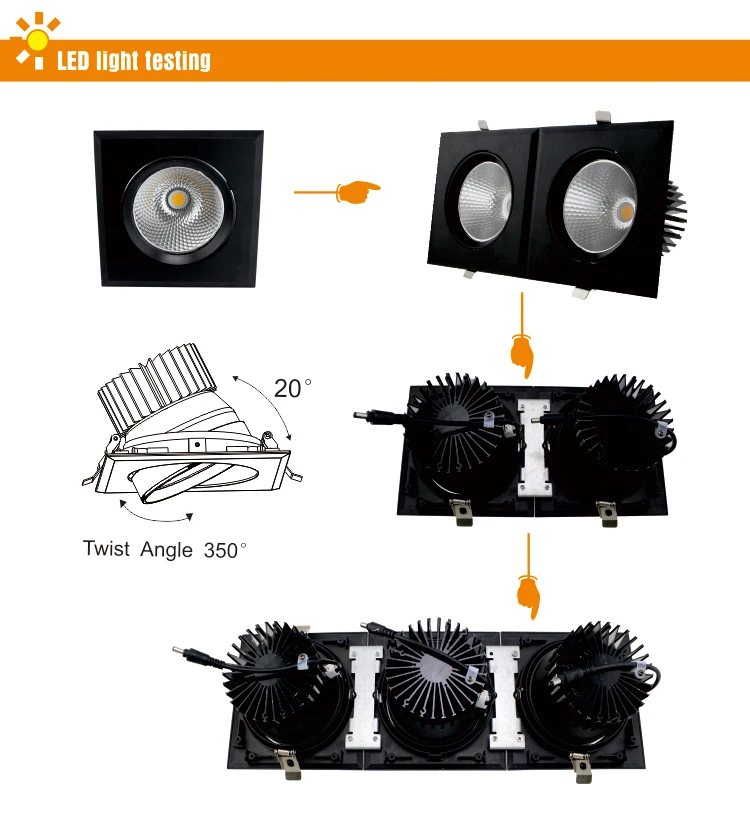 SAA/CE dimmable cob led downlight with beam angle 45 degree