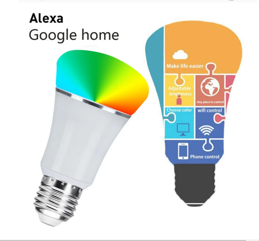 Alexa Smart Led Light Bulbs A19 Rgb 7w Voice Control Wifi By Ios