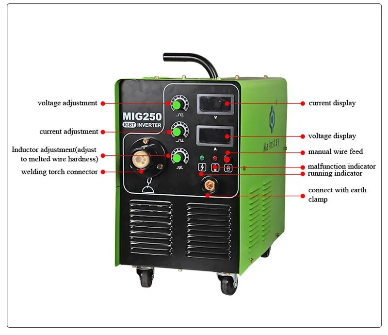Mig250 Igbt Inverter Co2 Mig Welding Machine With Waveform Control