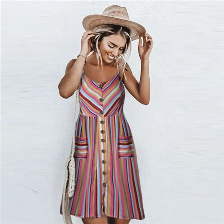 colorful striped midi dress