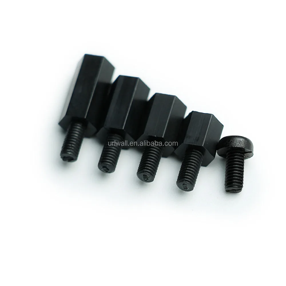 Negro aislado 300 unids M3 tornillos de Nylon loco MF Hex bola Kit de