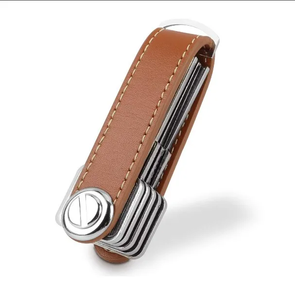 Folding Pocket Key Holder Chain Multi-Tool Key Gadget Personalized Free Engraved Custom Leather Keychain Smart Key Organizer 