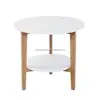 scandinavian solid wood oak side table with white MDF top