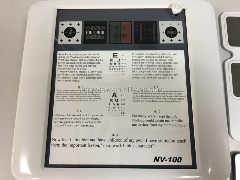 China most popular model NV-100 ophthalmic eye test chart Near Vision Test Product