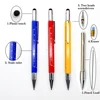 5 in 1tool pen, multifunctional metal mechanical pencil touch stylus pen with screwdrivers
