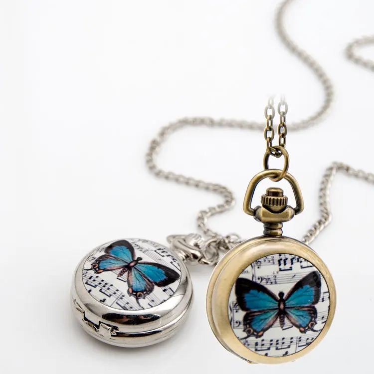 Lovely Butterfly Pocket Watch,Cute Pocket Watch Butterfly Pendant