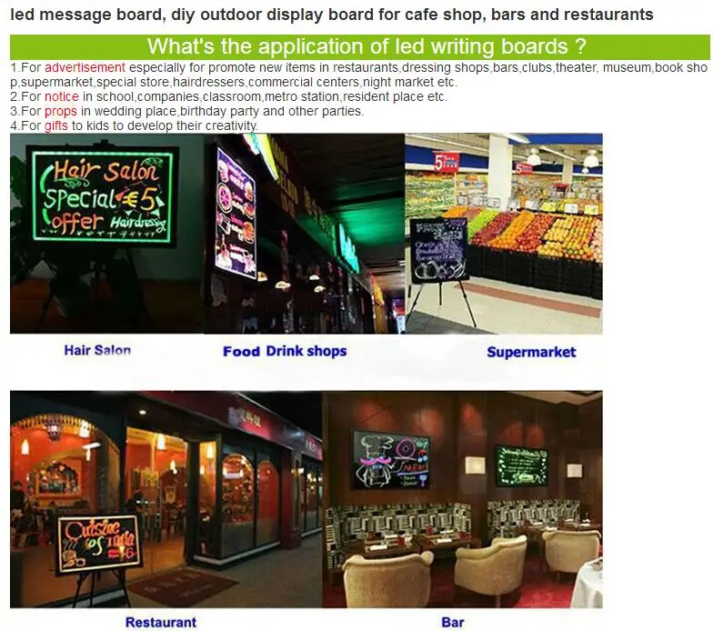 Led Message Board,Diy Outdoor Display Board For Cafe Shop,Bars And