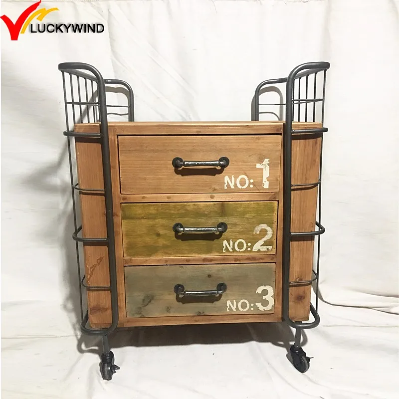 Wood Metal Antique Rustic Mobile Kitchen Bar Serving Cart Buy Kitchen