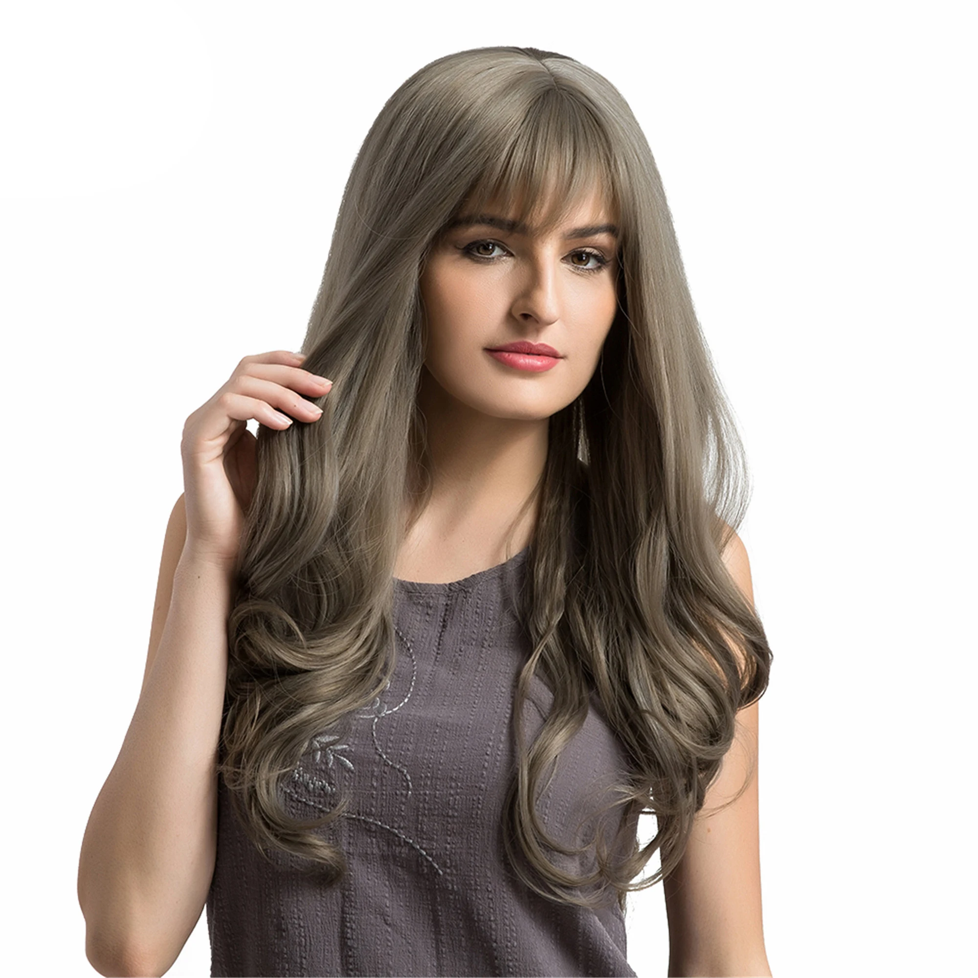 Inteley Thin Bangs Long Curly Hair Bangs Synthetic Wig Buy Thin