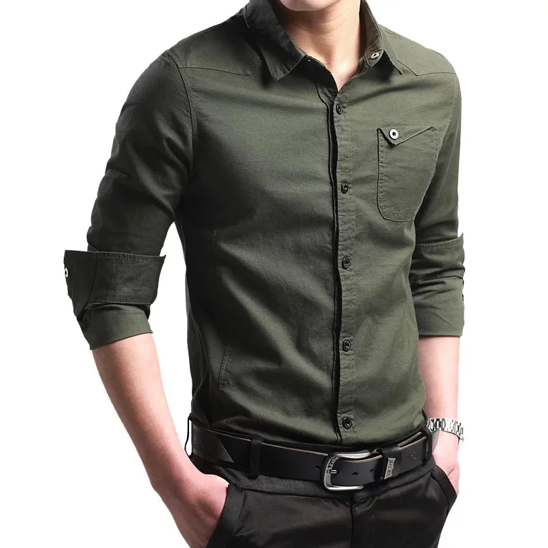 Compra estilo militar camisas de los hombres online al por