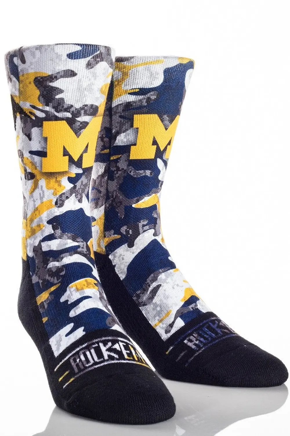 Rockem Apparel University of Michigan UM Wolverines Custom Athletic Crew Socks