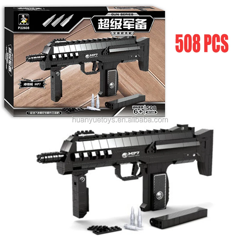 Auisini P22608 508pcs Military Mp7 Submachine Weapon Swat Arms 1:1 ...