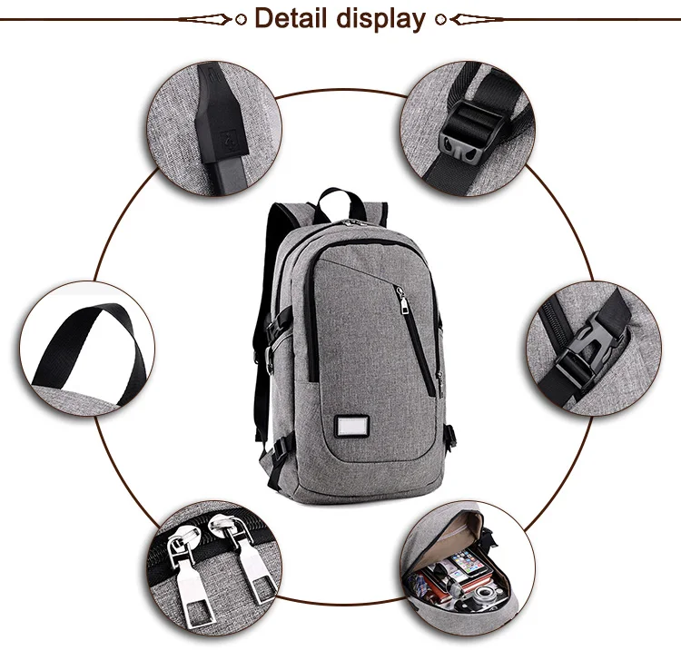 2018 New design large capacity waterproof nylon bag unit daily shoulder backpack bag charging backpack usb