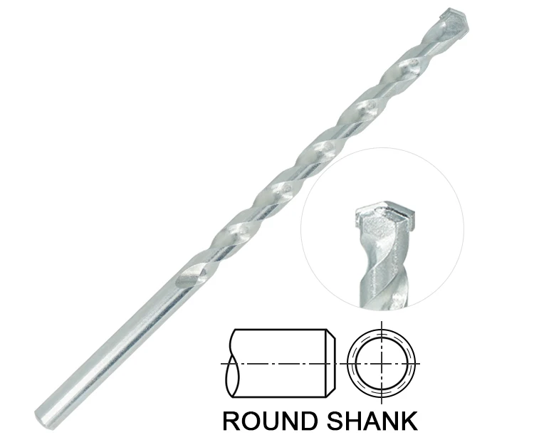 Round Shank Zinc Plated R Flute Carbide Tipped Masonry Drill Bit for Concrete Brick Masonry Drilling