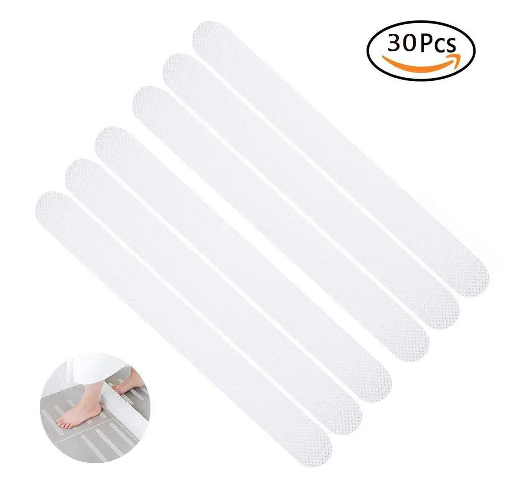 Hestya 24 Pieces Anti-Slip Shower Stickers Bath Treads Non Slip Adhesive Stickers Safety Tub Clear