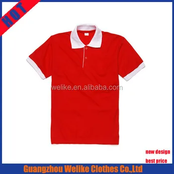 Katun Polos Mens Polo T Shirt Grosir Warna Merah Putih 