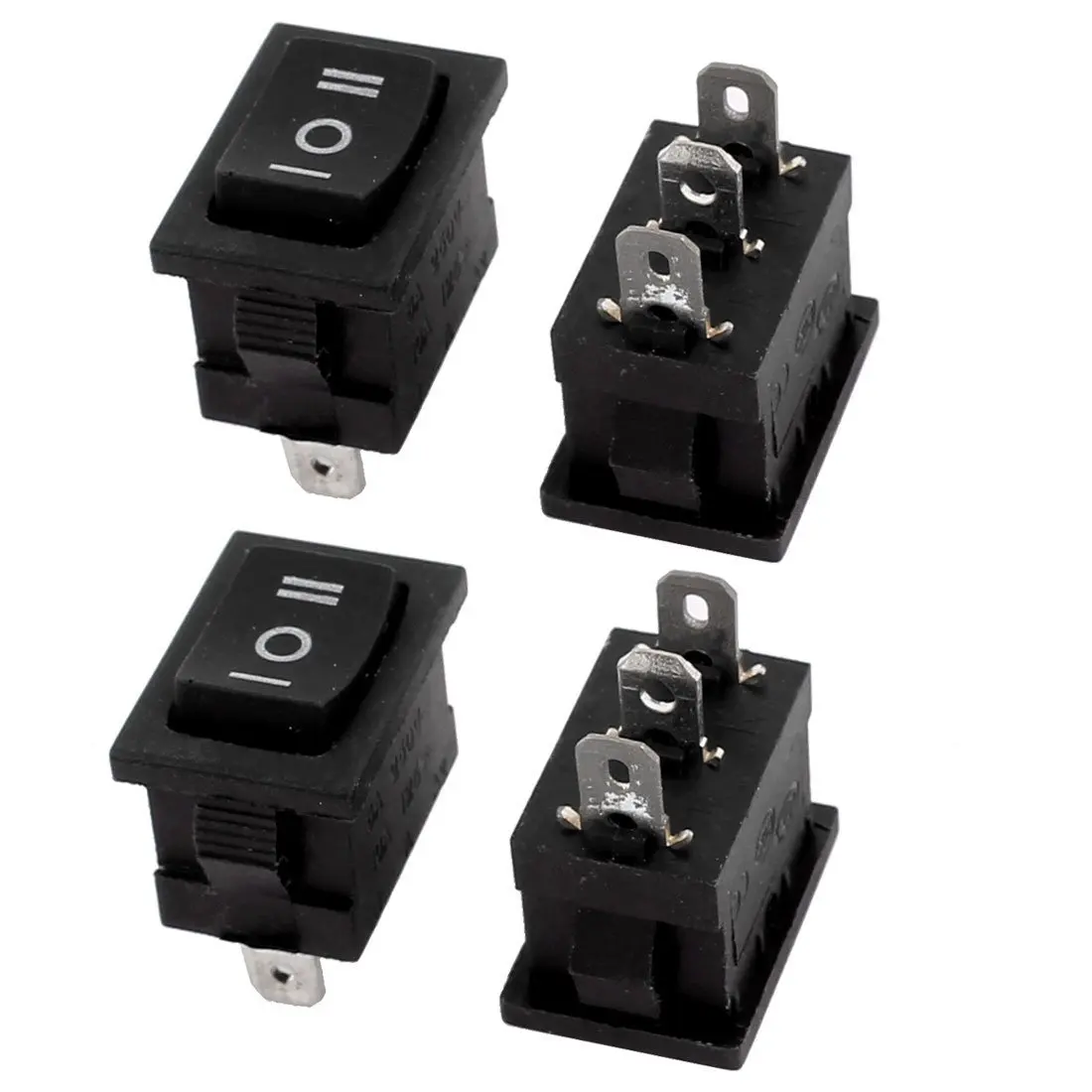 uxcell 4 Pcs AC 250V/6A 125V/10A 3 Terminals ON/OFF/ON SPDT Rocker Switch Latching
