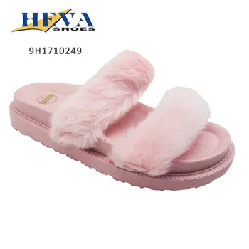Comfy Fashion Fur Slippers Soft Women's Furry Slides Fluffy Sandals - Buy Furry Fluffy Sandals 