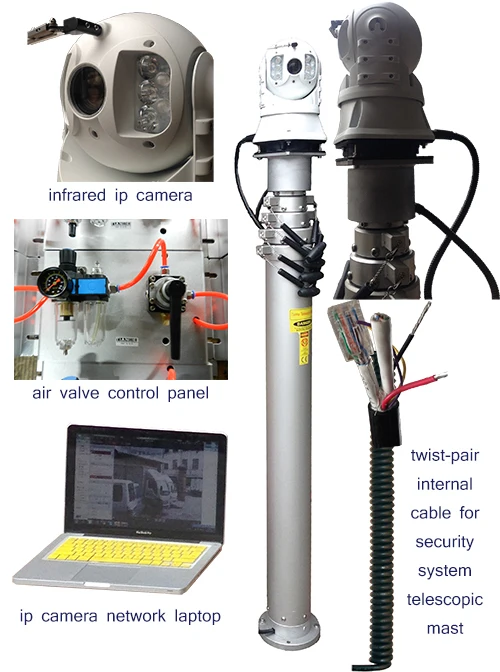 military cctv surveillance border patrol tower system with dome laptop