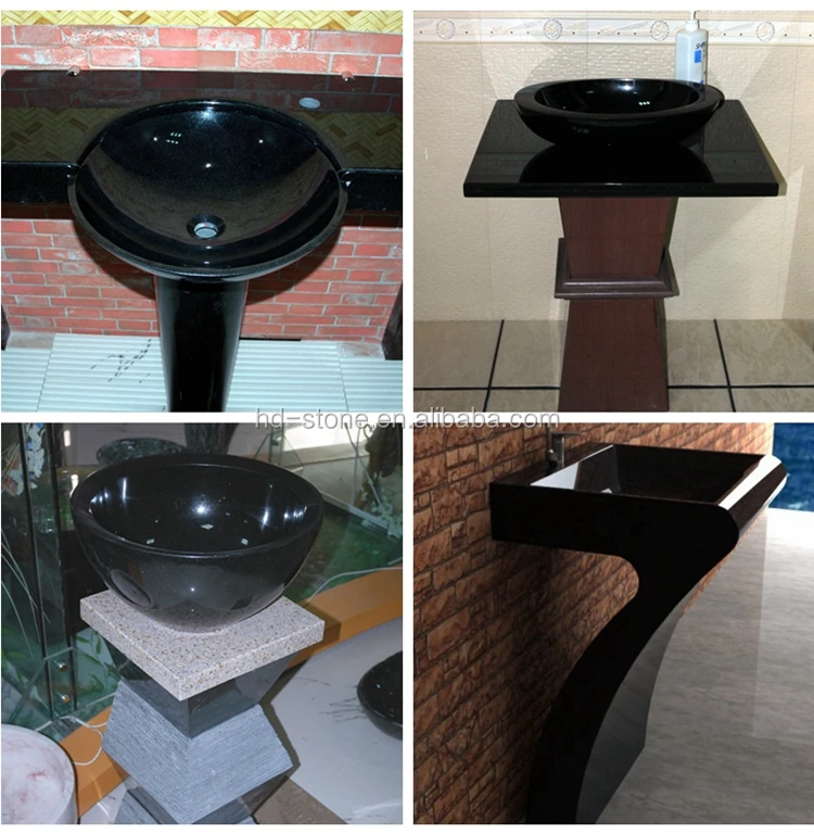 Chinese Shanxi Black Granite Stone Kitchen Sink Bathroom Washing Hand Basin with Good Quality