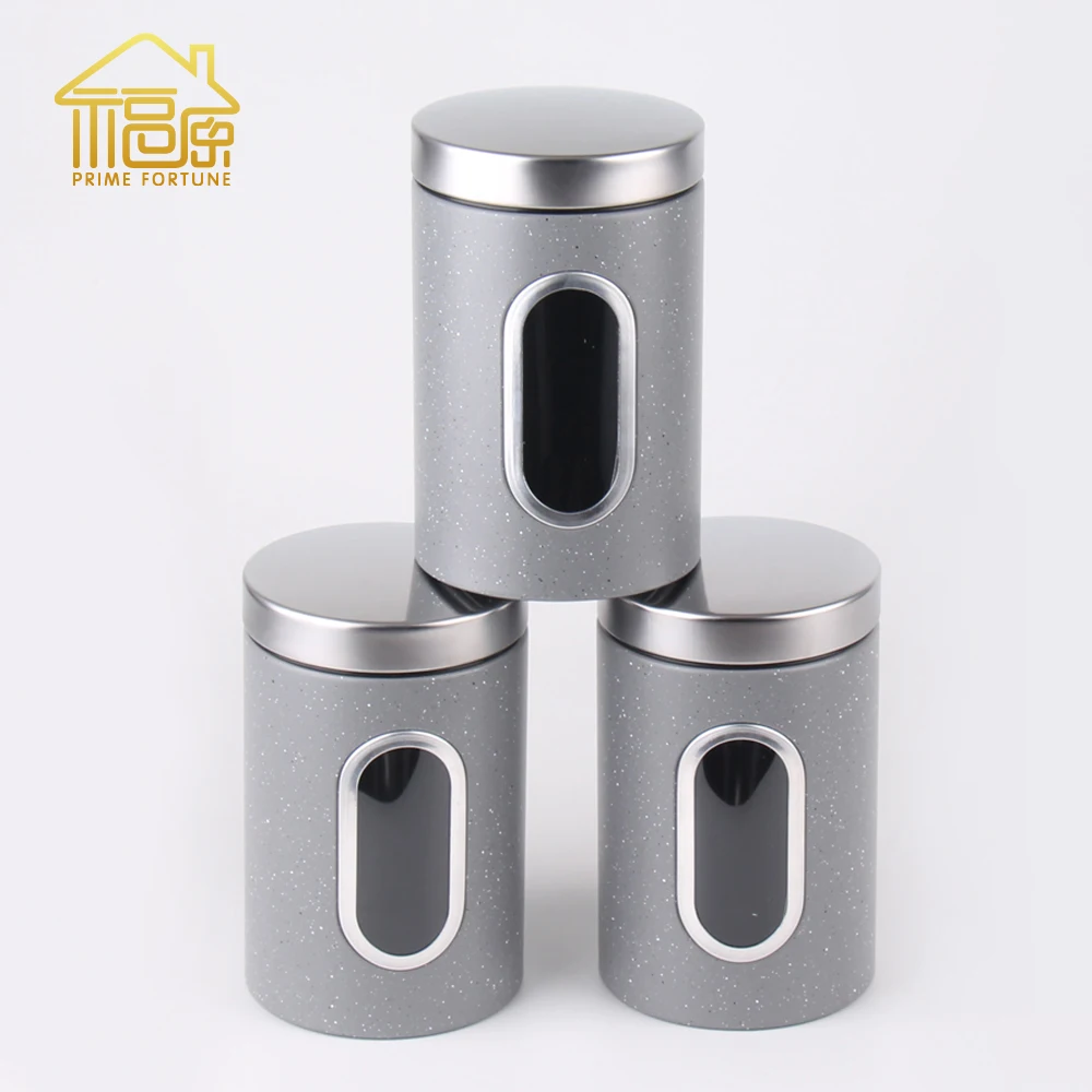 Unique Kitchen Air Tight Canisters Stainless Steel Metal Coffee