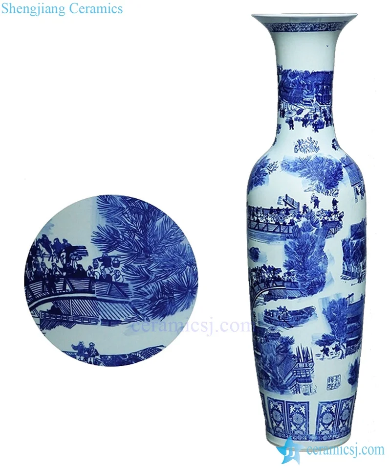 Big Antique Chinese 60inch Floor Ceramic Porcelain Flower Vase