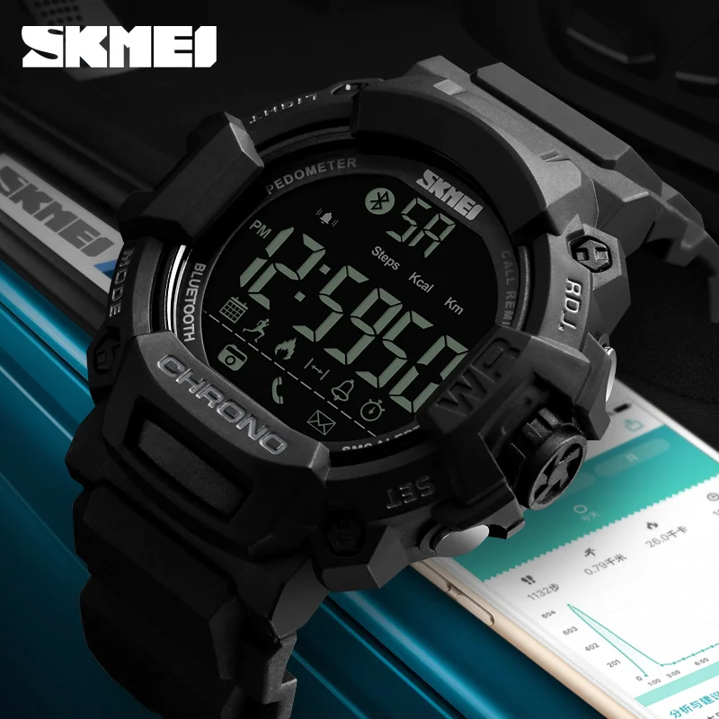SKMEI Hot Selling Alibaba Com Calorie Counting Black Smart Watches For Men