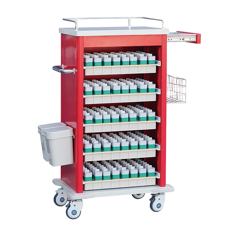 Hot sales ABS plastic steel medical equipment mobile medicine crash trolley cart in hospital