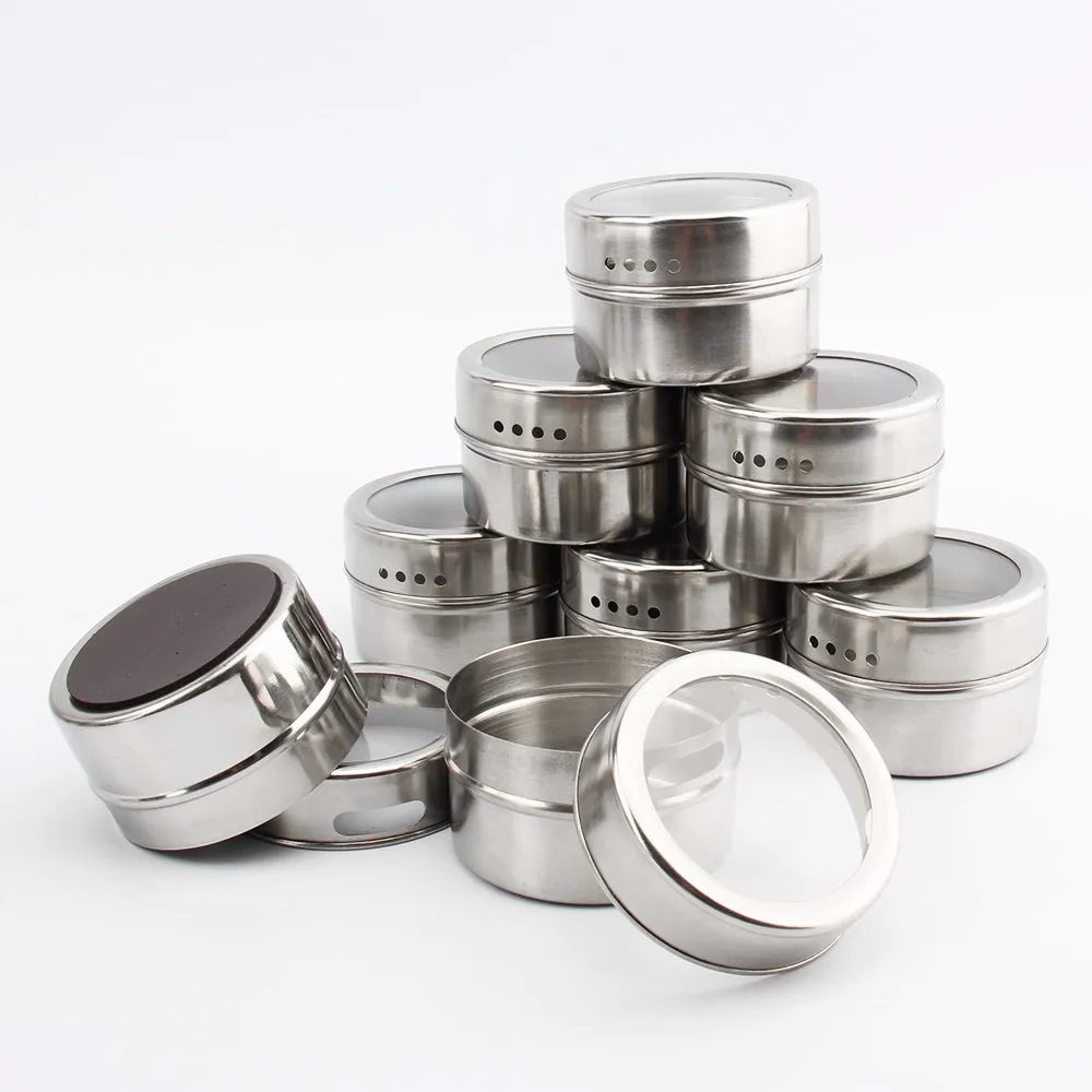 Amazon Hot Herb And Spice Magnetic Tins Stainless Steel Sift Hinged ...