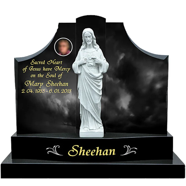 Black Marble Church Tombstones Sacred Heart Of Jesus Gravestone - Buy ...